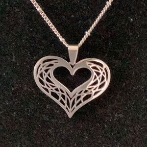 Elegant Silver Heart Pendant Necklace